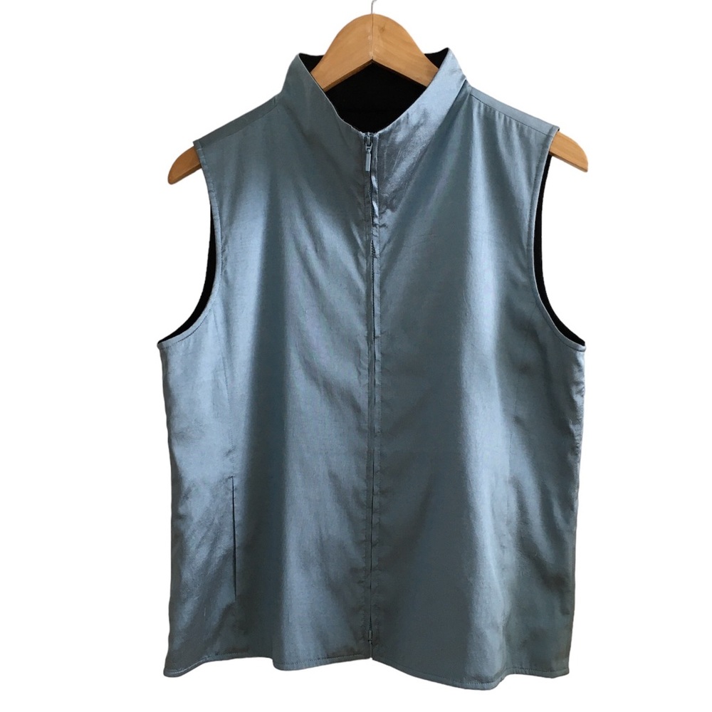 Eileen Fisher Cross-Dye Dupioni Silk with Wool Lining Vest, Size S
